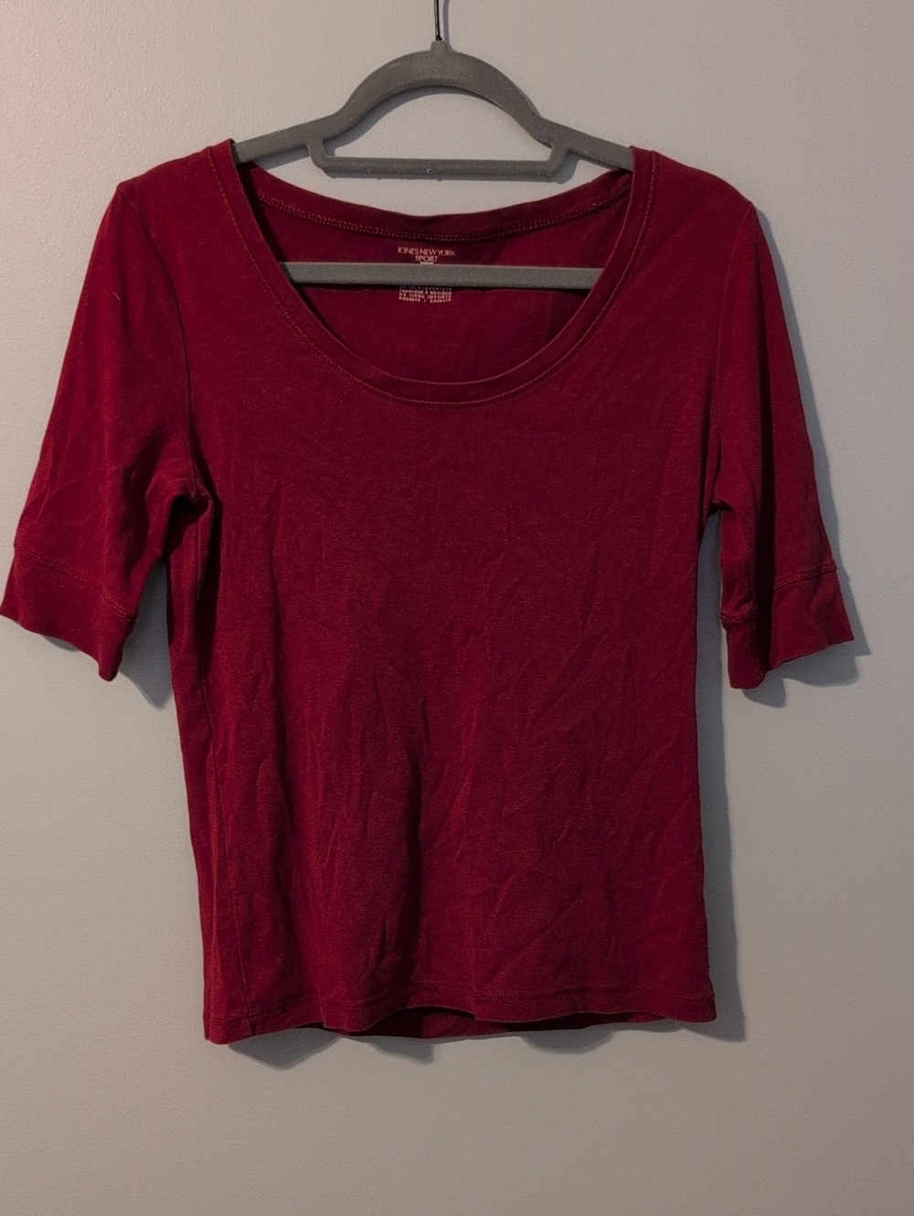 Jones New York Scoop Neck Short-Sleeve Top in Red